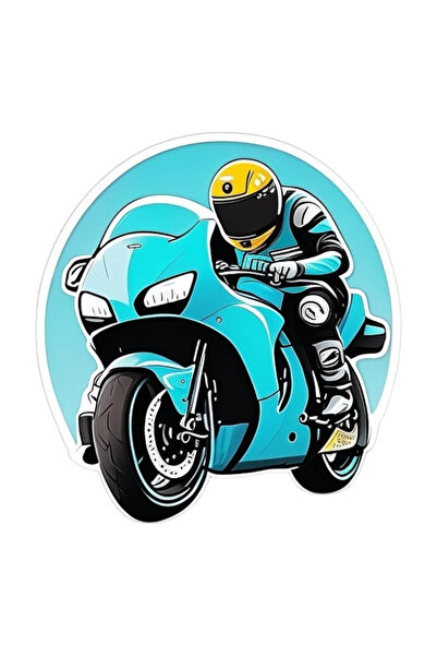 INOVATIX Set de 8 piese, autocolant motociclist cu cască, INOVATIX®. 6 cm