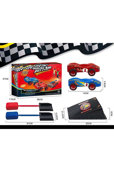 LUDIRO Σετ 2 εκτοξευτών αυτοκινήτων πίεσης αέρα, μονομαχία, 2 αυτοκίνητα