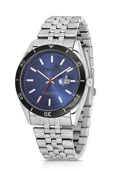 Polo Air Men's Wrist Watch with Lens Calendar Silver Navy Blue Color Pl-0987E2X