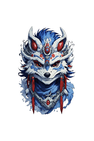 INOVATIX Set de 8 bucăți, autocolant mască Prințesa Mononoke, INOVATIX®. 6 cm