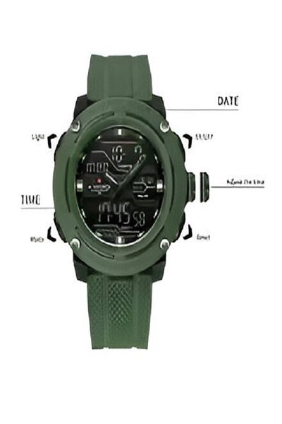 Naviforce dual-display watch with both analog and digital timekeeping, designed for sports and military