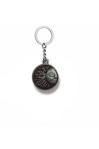 Herşey Nota Half Sun Red Stone Unisex Keychain |   Stylish and Meaningful Accessory