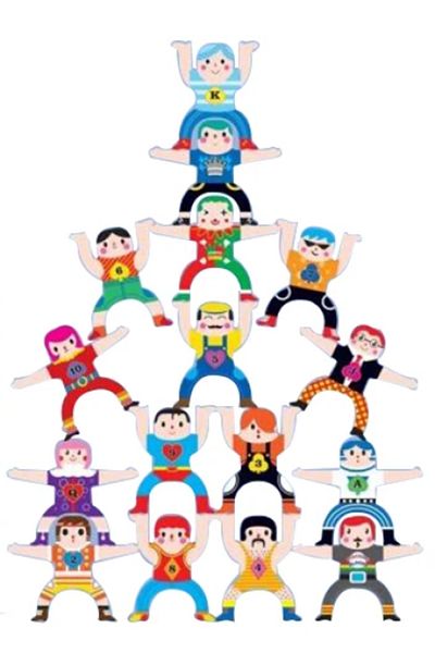 LUDIRO Set Educativ de Stivuit si Construit, Trupa de Acrobati, Multiple Moduri de Utilizat
