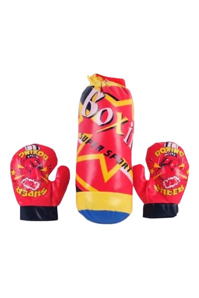 LUDIRO Set Sac si Manusi de Box pentru Copii, 37x15x15 Cm, Piele Ecologica