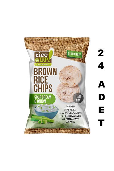 Rice Up 24 Pieces Gluten Free Sour Cream and Onion, Brown Rice Chips 60g