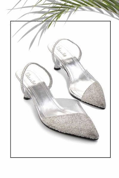 Bambi Pantofi clasici cu toc de damă argintii K01026200387