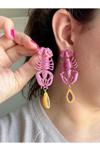 Gümüş sandık Pink Scorpion Zra Brand Model Earrings
