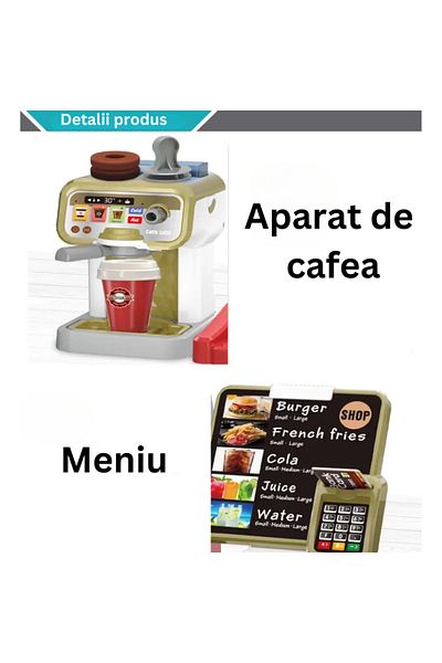 LUDIRO Fast Food and Coffee Machine Playset, Interactive Sounds and Lights, Realistic Elements