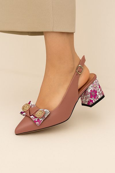Mariolucci Women's Heeled (Studded) Shoes Genuine Light Burgundy Leather