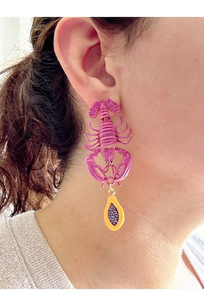 Gümüş sandık Pink Scorpion Zra Brand Model Earrings