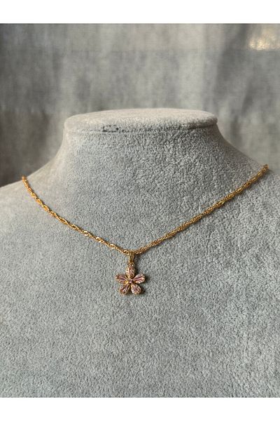Judas Takı Zircon Stone Flower Model Necklace
