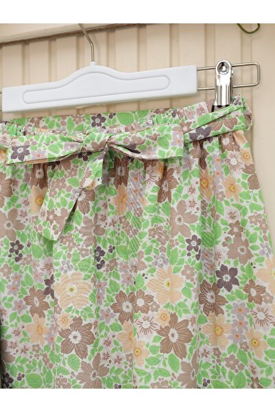 Modamorfo Floral Patterned Belted Double Suit - Brown