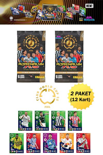 hediyecik Panini Fifa Club World Cup 2025 Trading Card World Cup Game Cards 2 Packs (12 Cards)