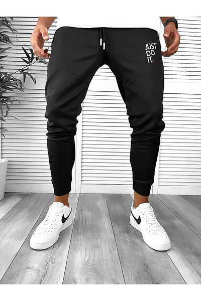 dehaine Men's Track Pants, Slim Fit, Just, 12616, Black