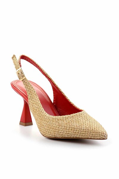 Bambi Bej Kırmızı Kadın Klasik Topuklu Ayakkabı K01188222228