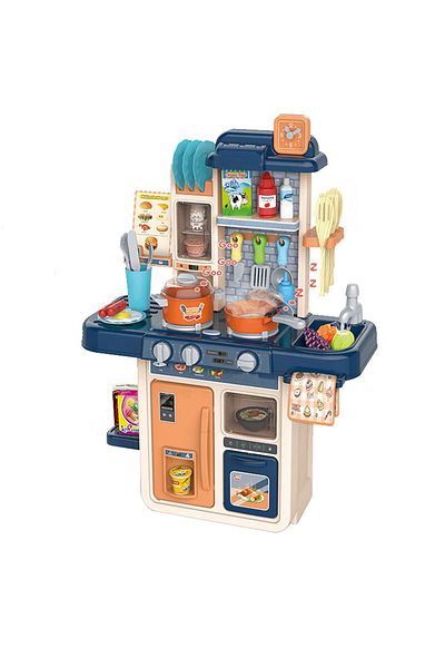 LUDIRO Multifunctional Kitchen for Children, 42 Pieces, Realistic Lights and Sounds, Beige Blue