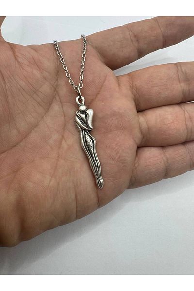 Herşey Nota Hugging Couple Figured Unisex Necklace |   Emotional Design with 60 cm Chain