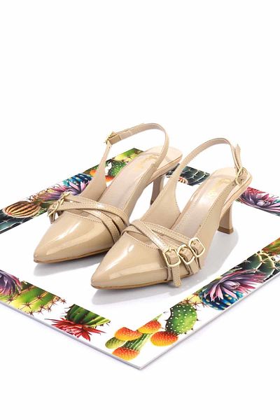 Bambi Nude Patent Leather Women's Classic Heeled Shoes01206011108