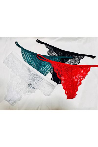 mendoza store Lace Back Drawstring Thong Panties 4-Piece