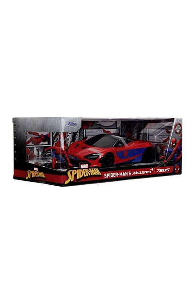 Simba JADA MARVEL SPIDER-MAN FIGURE SET AND MCLAREN 720S METAL CAR 1 TO 24 SCALE