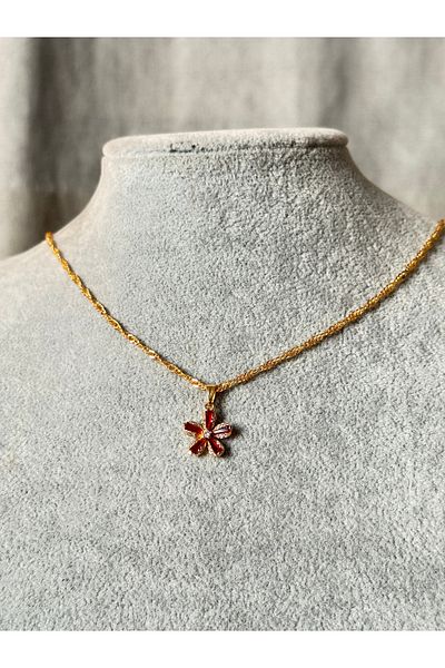 Judas Takı Zircon Stone Flower Model Necklace