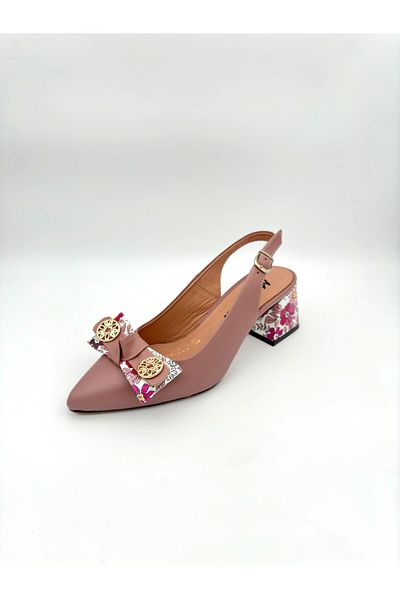 Mariolucci Women's Heeled (Studded) Shoes Genuine Light Burgundy Leather