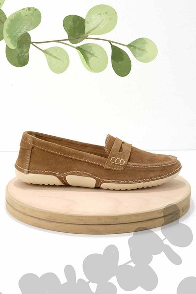 Bambi Дамски мокасини от естествена кожа Camel Suede01224010002