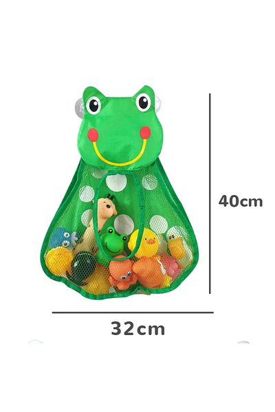 LUDIRO Bag for Bath or Beach Toys, Frog, Suction Cup Attachment System, Textile Material