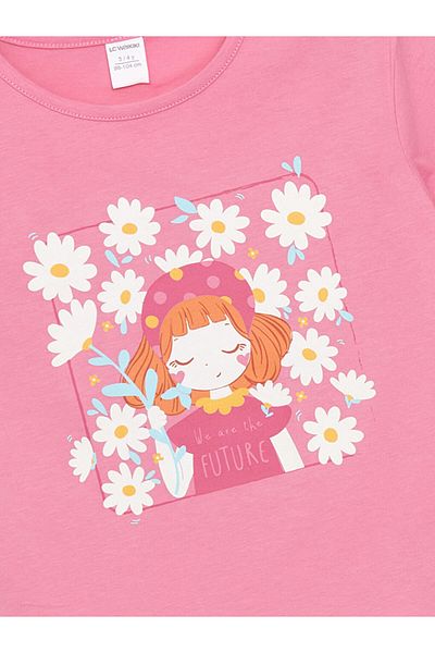 LC Waikiki Νέα σεζόν Crew Neck Printed Girls Tisort - S5JF80Z1