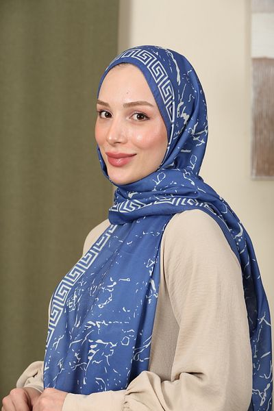 aldyoo Șal de tendință din bumbac cu model de marmură Indigo
