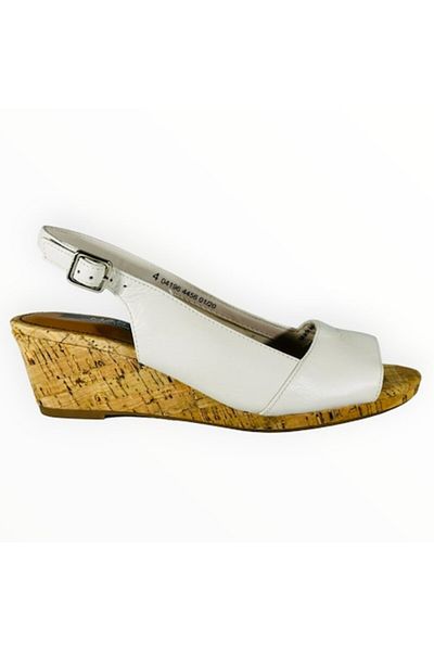Marks & Spencer Sandale Dama Talpa Wedge M&S Piele Naturala Alba Marimea 37 EU