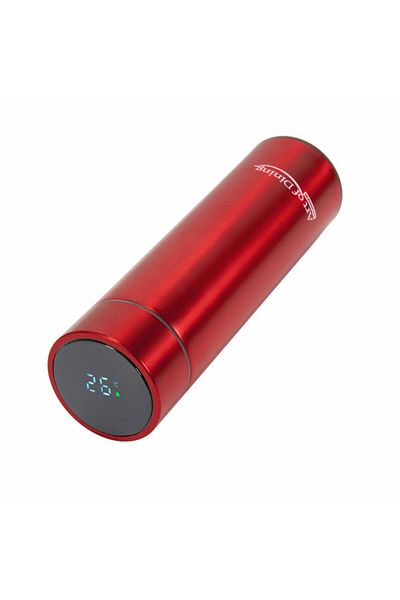 Heinner STAINLESS STEEL THERMOS 450 ML, WITH LED TEMPERATURE INDICATOR, RED, ART OF DINNING BY