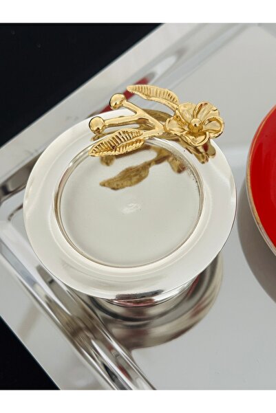 Melinda home DEKORATİF GÜMÜŞ RENK PAPATYA DAL AKSESUARLI MAKARONLUK LOKUMLUK 6'lı