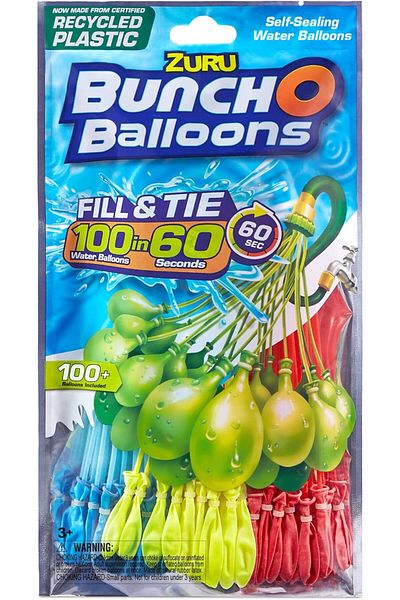 Zuru Bunch O Balloons, Fill and Tie 100 Baloons in 60 Sec, Multi Color - 100 Baloons