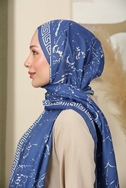 aldyoo Șal de tendință din bumbac cu model de marmură Indigo