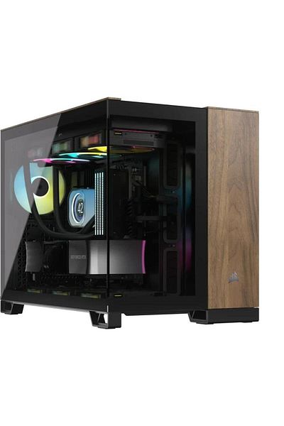 Corsair Carcasa 2500X Micro ATX Dual Chamber Black/Walnut Wood