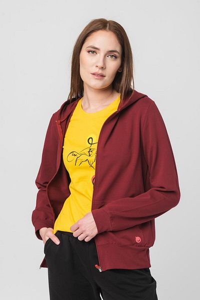 Pegas WOMEN'S CASUAL COTTON SWEATSHIRT BURGUNDY-XS
