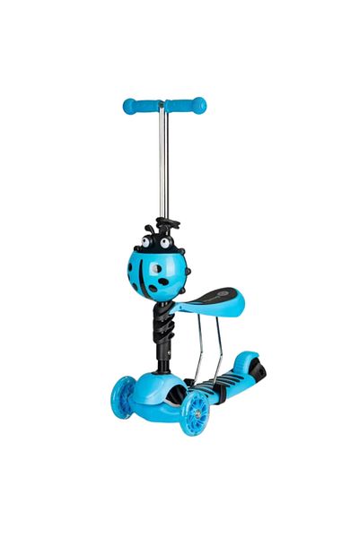 LUDIRO 3 in 1 Children's Scooter, With Lighted LED Wheels, Ladybug Model, 74x60x26.5 Cm, ​​+ 1 Year, Blue
