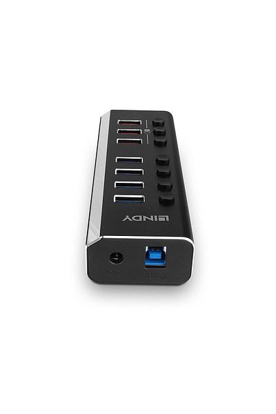 LİNDY Hub 7x USB 3.0 ports, including 3x USB QuickCharge ports,