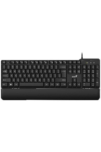 GENIUS USB keyboard, 105 keys + 12 multimedia keys, palm rest, black
