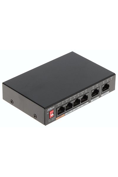 DAHUA SWITCH 6P 10/100 4POE PORTS Unmanaged switch with 6 10/100Mbps ports with 4 PoE ports > S