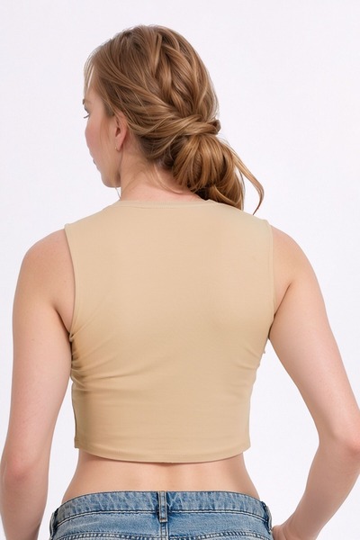 Loule Γυναικεία Ρούχα Βαμβακερά & Elastan Αμάνικο Crew Neck Crop LL.01.ILK.109