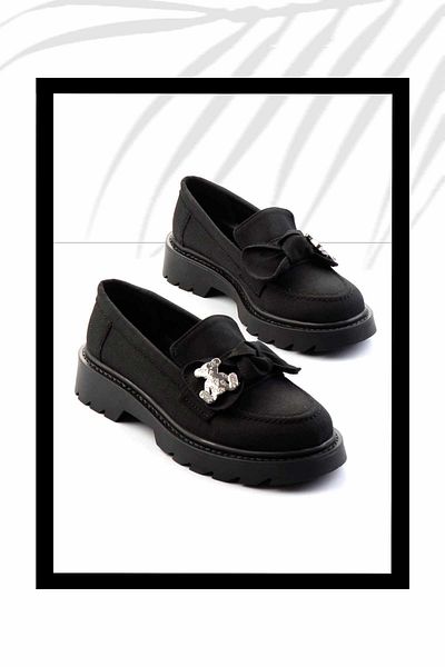 Bambi Черни дамски мокасини K01246170804