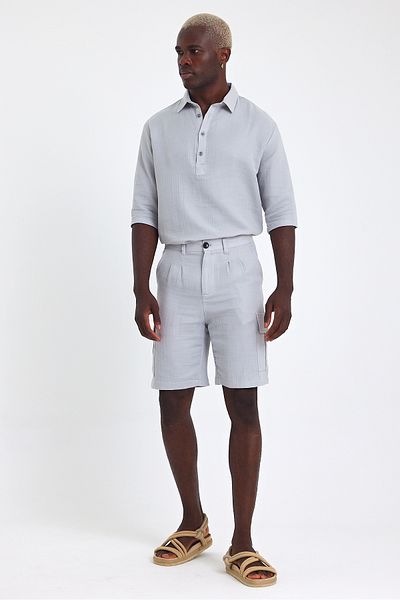 İLKCET MODA Ανδρικό σορτς Cargo Pocket Muslin Linen