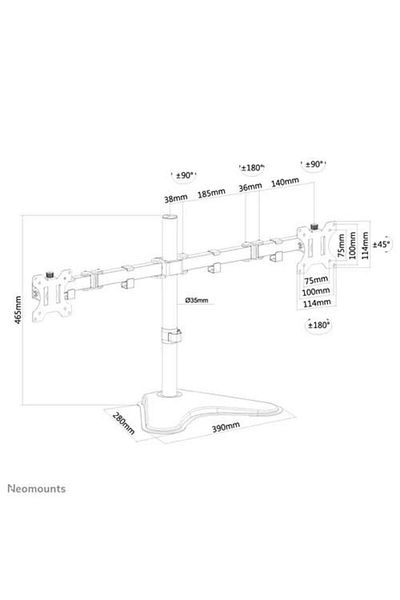 NEOMOUNTS Suport Monitor de Birou Dual, by Newstar FPMA-D550DDBLACK , 10 - 32, VESA 100x100,