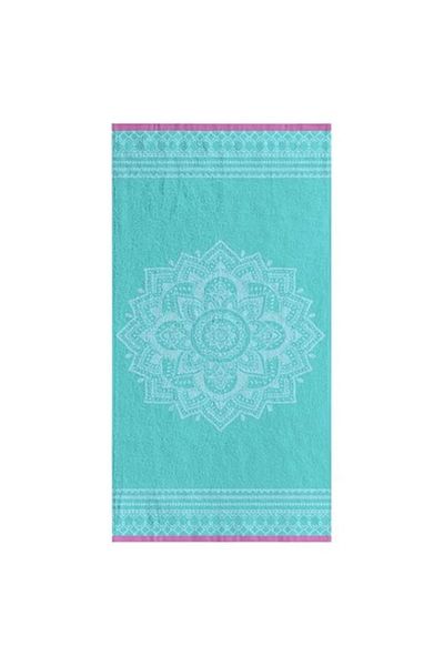 BREZIUM Beach towel made of cotton, ideal for sea and pool, Turquoise, 150x75 cm, BREZIUM