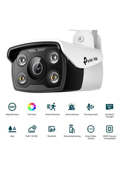 TP-LINK IP Bullet Camera VIGI C340(2.8mm), 4MP, 2.8mm Lens, IR+WL 30ml, video resolution 2560