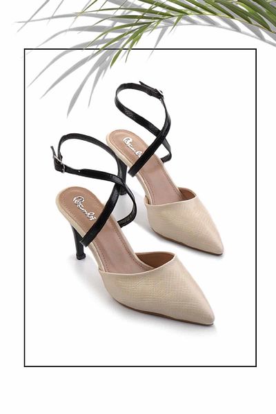 Bambi Pantofi clasici cu toc de damă bej negri K01397180307