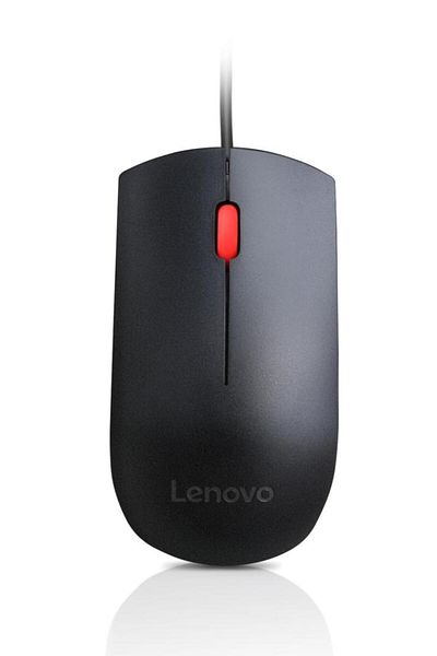 LENOVO Mouse Optical Wheel Mouse, 1600 DPI, Wired, Black
