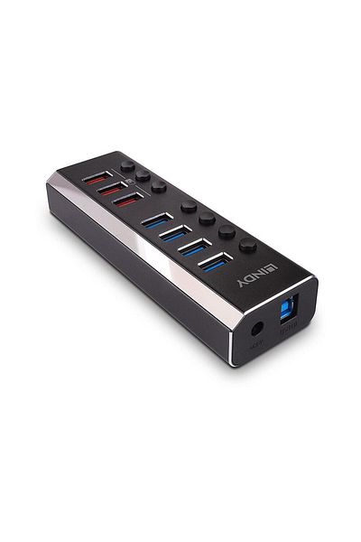 LİNDY Hub 7x USB 3.0 ports, including 3x USB QuickCharge ports,